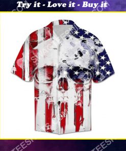 american flag and skull all over printed hawaiian shirt
