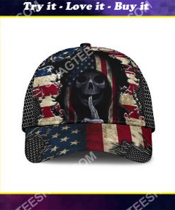 american flag skull crack all over printed cap