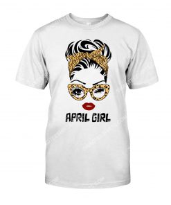 april girl wearing glasses and red lips birthday shirt 1(1)