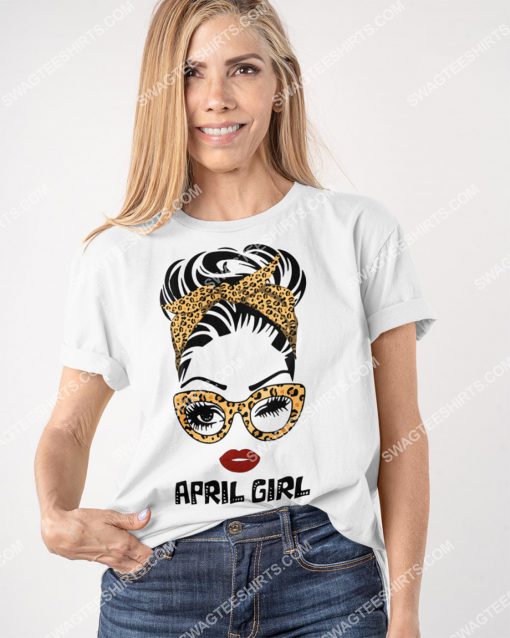 april girl wearing glasses and red lips birthday shirt 2(1)