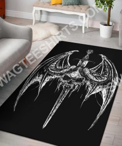 bat wing skull gothic pentagram sword all over print rug 3(1)