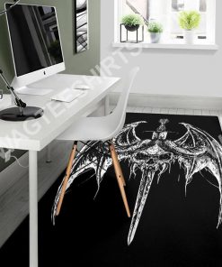 bat wing skull gothic pentagram sword all over print rug 5(1)