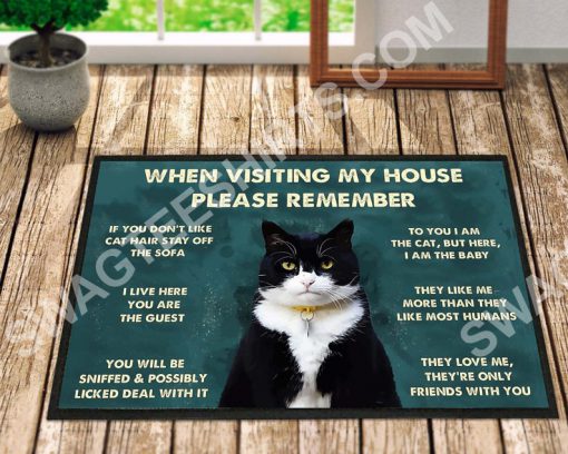 black cat when visiting my house all over printed doormat 2(1)
