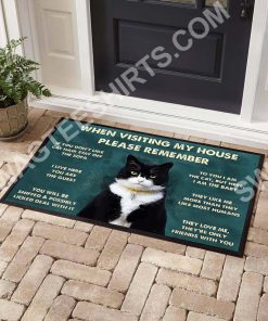 black cat when visiting my house all over printed doormat 4(1)