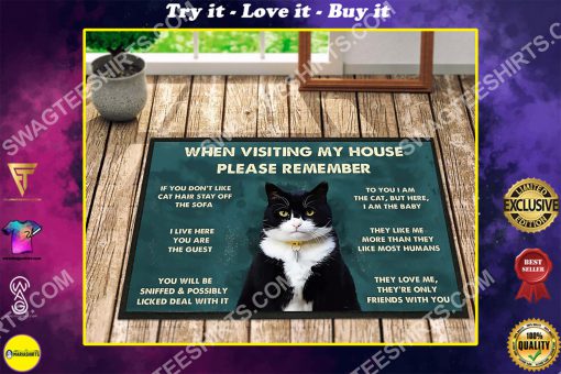 black cat when visiting my house all over printed doormat