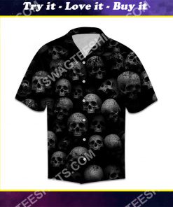 black skull all over printed hawaiian shirt