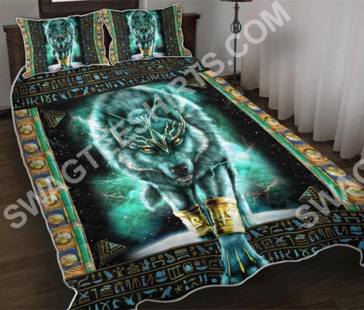 blue wolf viking all over printed bedding set 2(1)