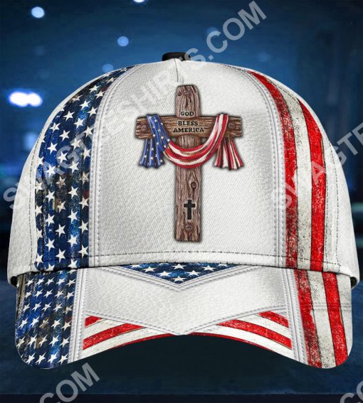 cross God bless america all over printed cap 2(1)