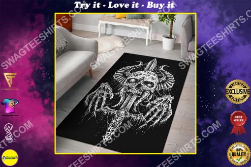 demon skull sword viking all over printed rug