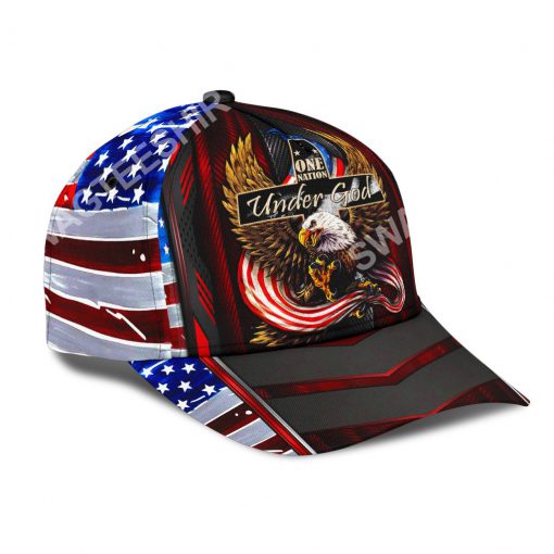 eagle one nation under God america flag all over printed classic cap 3(1)