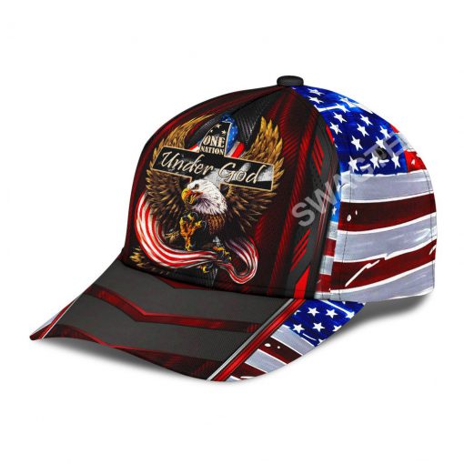 eagle one nation under God america flag all over printed classic cap 4(1)