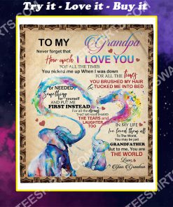 elephant to my grandpa never forget that how much i love you love grandson full printing blanket