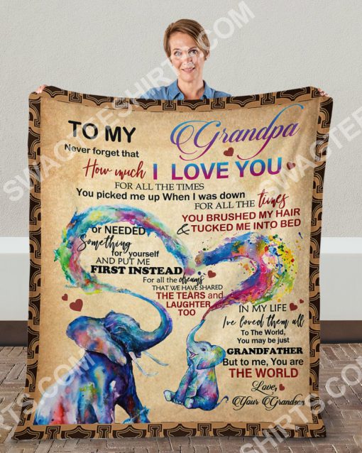 elephant to my grandpa never forget that how much i love you love grandson full printing blanket 5(1)