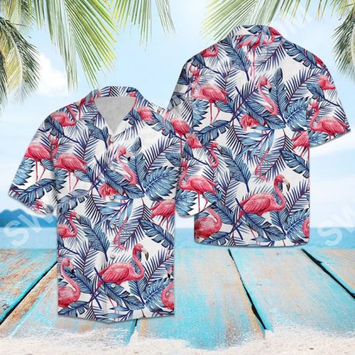 flamingo blue palm leaves all over printed hawaiian shirt 2(1)