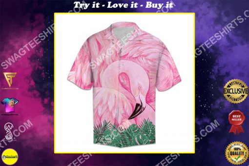 flamingo pink all over printed hawaiian shirt