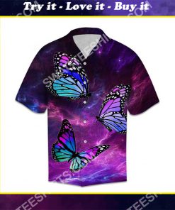 galaxy butterfly all over printed hawaiian shirt