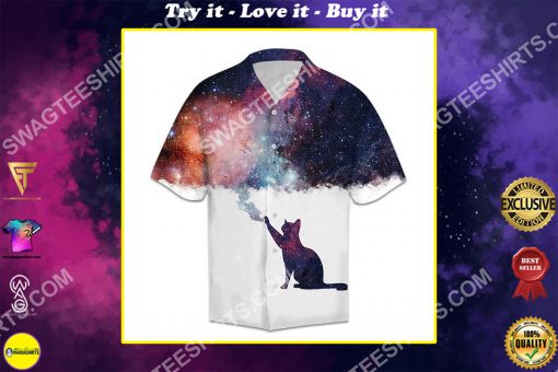 galaxy cat lover all over printed hawaiian shirt