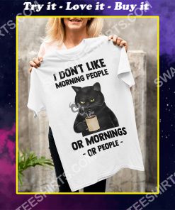 i don't like morning people black cat coffee shirt
