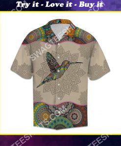 mandala hummingbird vintage all over printed hawaiian shirt