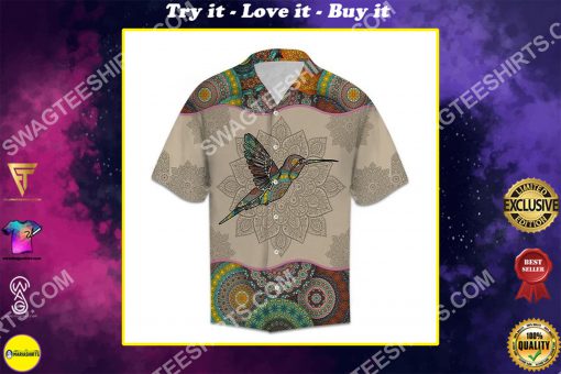 mandala hummingbird vintage all over printed hawaiian shirt