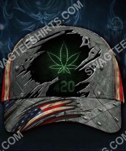 marijuana leaf america flag all over printed classic cap 2(1)
