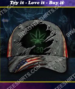 marijuana leaf america flag all over printed classic cap