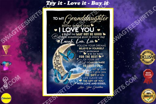 moon and butterfly to granddaughter with love and kisses your grandma full printing blanket