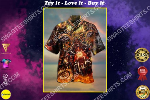 motorcycles skull all over printed hawaiian shirt