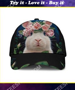 rabbit lovers bunny floral it all over printed cap