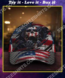 scream skull and america flag all over printed classic cap