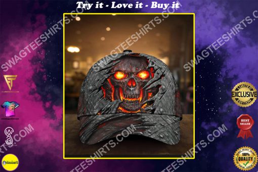 the skull with fire ?all over printed classic cap