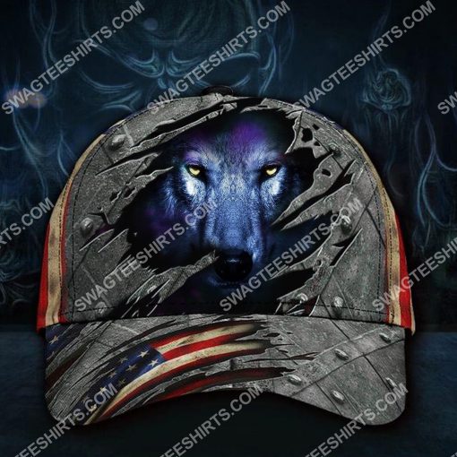 the wolf face america flag all over printed classic cap 2(1) - Copy