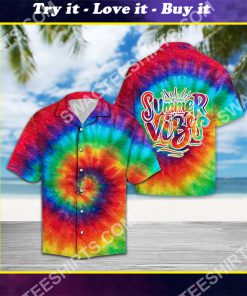 tie dye summer vibes all over printed hawaiian shirt