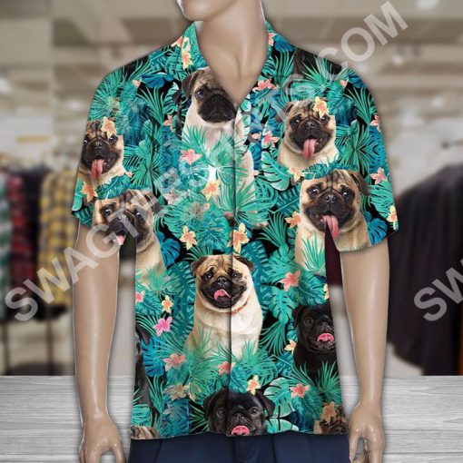 tropical pug dog all over printed hawaiian shirt 3(1)