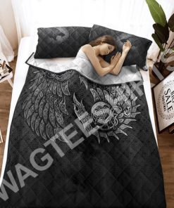 viking raven and wolf all over printed bedding set 3(1)