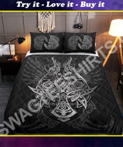 viking raven black all over printed bedding set