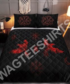 viking raven red all over printed bedding set 2(1)