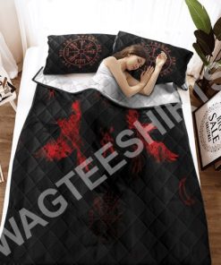 viking raven red all over printed bedding set 3(1)