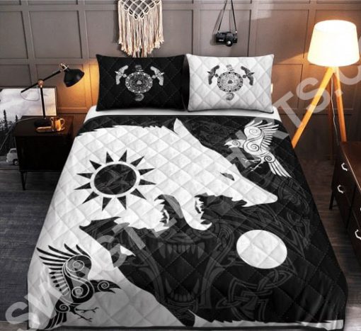 viking wolf all over printed bedding set 2(1)