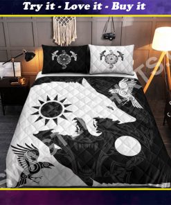 viking wolf all over printed bedding set