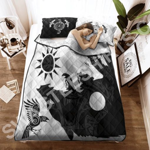 viking wolf all over printed bedding set 3(1)