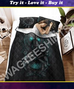 viking wolf with blue eyes all over printed bedding set