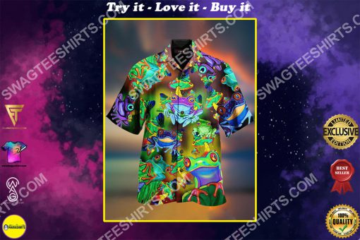 vintage frog colorful all over printed hawaiian shirt