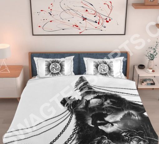 warrior and wolf viking all over printed bedding set 2(1)