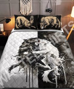 watercolor wolves viking all over printed bedding set 2(1)