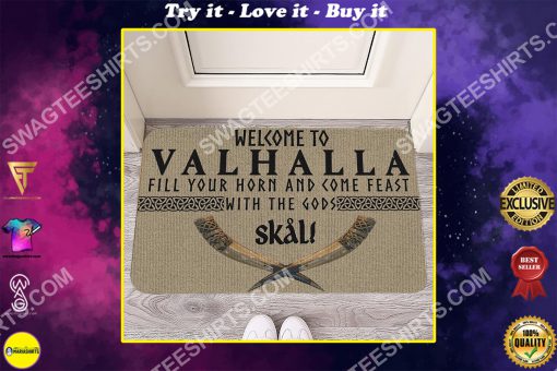 welcome to valhalla all over printed doormat