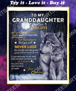 wolf to my granddaughter love you your grandma full printing blanket