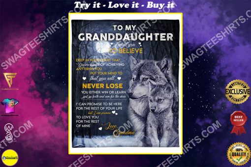 wolf to my granddaughter love you your grandma full printing blanket