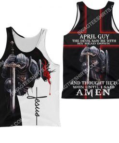 Jesus april guy the devil saw me with my head down all over printed tank top 1