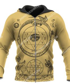 alchemy symbols all over printed zip hoodie 1